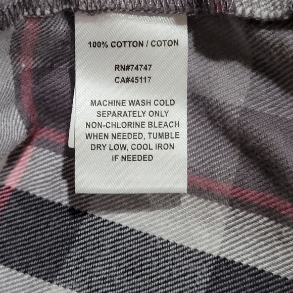 womens natural reflections pink white grey black plaid button long sleeve shirt - Picture 11 of 12